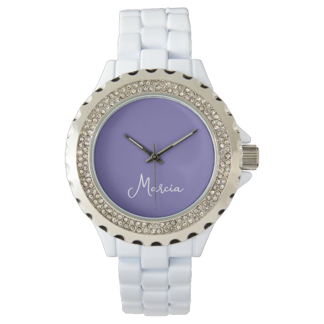 Gewoon elegante lavendel gepersonaliseerd horloge (Voorkant)