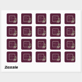 Gewoon elegante Merlot bruiloft Dank u Vierkante Sticker (Vel)