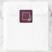 Gewoon elegante Merlot bruiloft Dank u Vierkante Sticker (Tas)