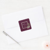 Gewoon elegante Merlot bruiloft Dank u Vierkante Sticker (Envelop)