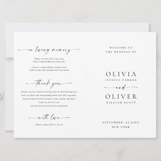 Gewoon elegante minimalistische huwelijksceremonie kaart (Voorkant)