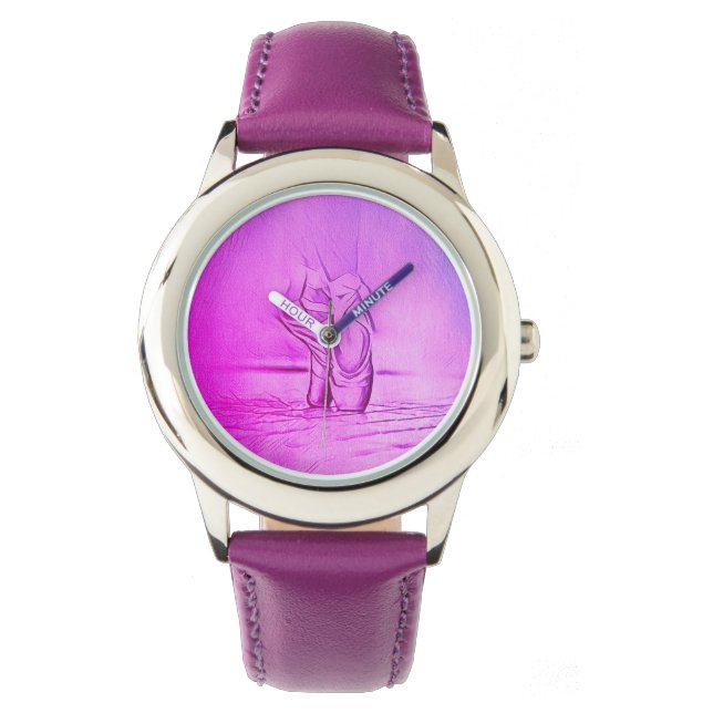Gewoon elegante Paarse balletschoenen op Pointe Horloge (Voorkant)