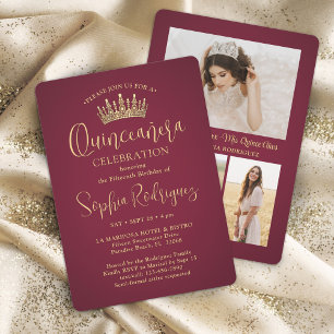 Gewoon elegante Quinceañera 3 foto Bourgogne Kaart