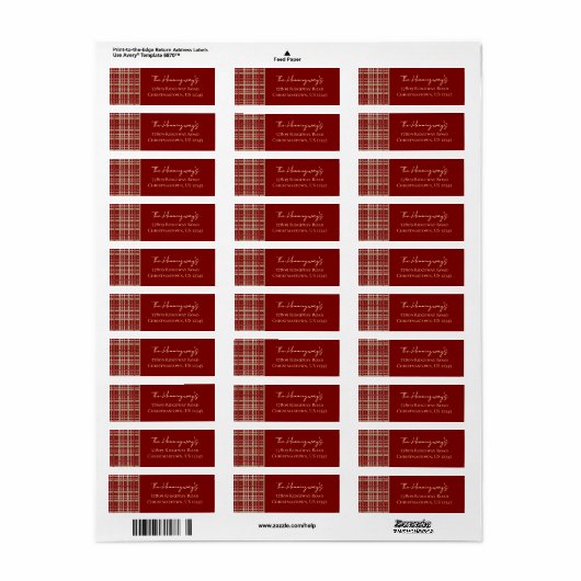 Gewoon elegante rode kerst afgespeeld retouradres etiket (Full Sheet)