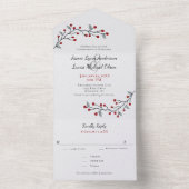 Gewoon elegante rode winterbessen all in one uitnodiging (Binnen)