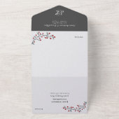 Gewoon elegante rode winterbessen all in one uitnodiging (Buitenkant)