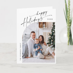 Gewoon elegante stijlvolle 3 FOTO Kerstmis Groet Feestdagen Kaart