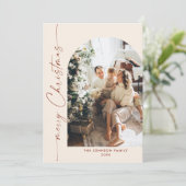 Gewoon elegante stijlvolle 3 FOTO Kerstmis Groet Feestdagenkaart (Staand voorkant)