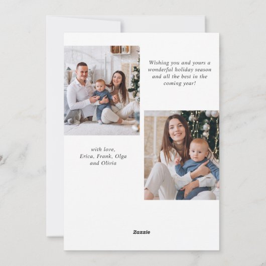 Gewoon elegante stijlvolle 3 FOTO Kerstmis Groet Feestdagenkaart (Achterkant)