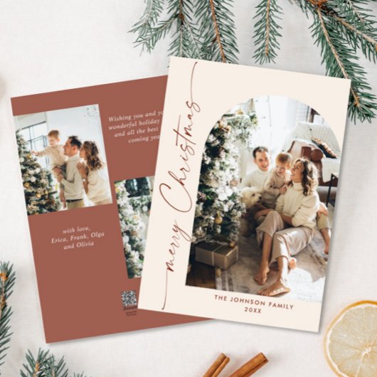 Gewoon elegante stijlvolle 3 FOTO Kerstmis Groet Feestdagenkaart