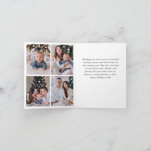 Gewoon elegante stijlvolle 6 FOTO Kerstmis Groet Feestdagen Kaart (Binnen)