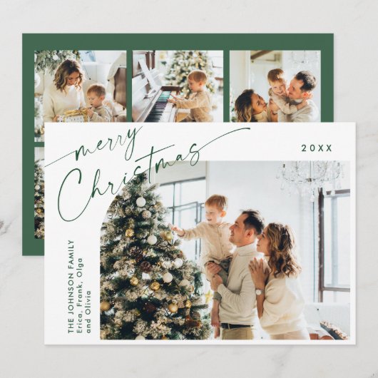 Gewoon elegante stijlvolle 7 FOTO Kerstmis Groet Feestdagenkaart (Voorkant / Achterkant)