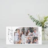 Gewoon elegante stijlvolle 7 FOTO Kerstmis Groet Feestdagenkaart (Staand voorkant)