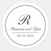 Gewoon elegante traditionele bruiloft monogram ronde sticker (Voorkant)