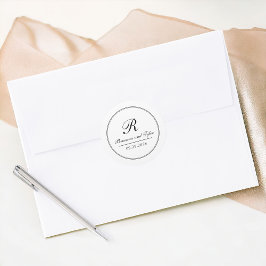 Gewoon elegante traditionele bruiloft monogram ronde sticker