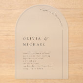 Gewoon elegante typografie moderne boog bruiloft acryl uitnodigingen (Voorkant)