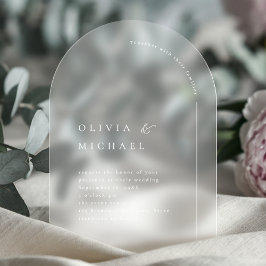 Gewoon elegante typografie moderne boog bruiloft acryl uitnodigingen