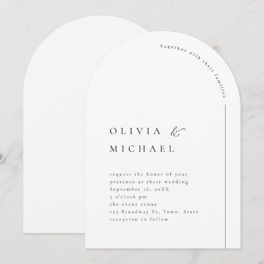 Gewoon elegante typografie moderne boog bruiloft kaart (Voorkant / Achterkant)