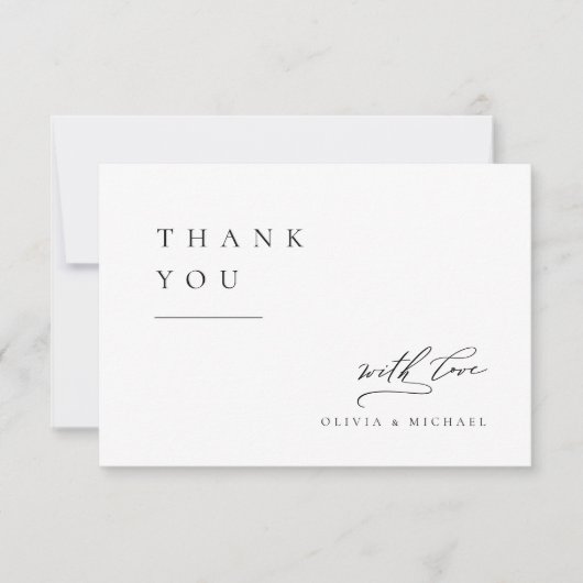 Gewoon elegante typografie Moderne bruiloft Dank j Bedankkaart (Voorkant)