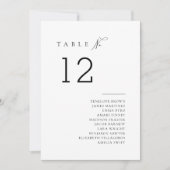 Gewoon elegante typografie tafel zitschema kaart (Voorkant)