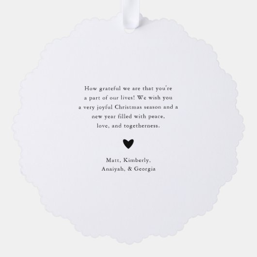 Gewoon elegante vrolijke kerstfoto | Wit Ornament Kaart (Achterkant)