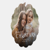 Gewoon elegante vrolijke kerstfoto | Wit Ornament Kaart (Rechts)