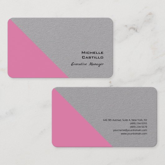 Gewoon eminine minimalistisch roze grijs modern visitekaartje (Voorkant / Achterkant)