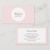 Gewoon en eenvoudig licht roze monogram make-up ar visitekaartje (Voorkant / Achterkant)