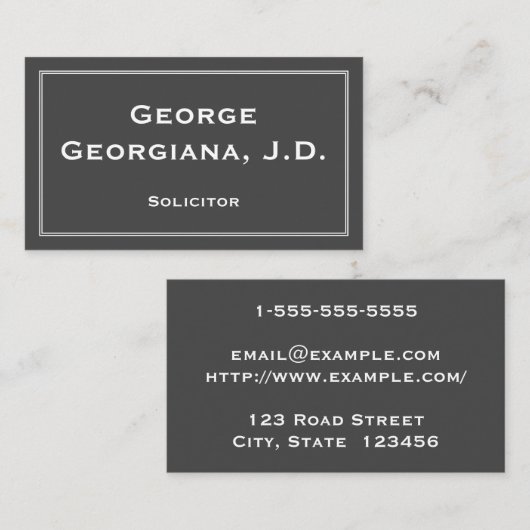 Gewoon en minimaal solicitor Visitekaartje (Voorkant / Achterkant)