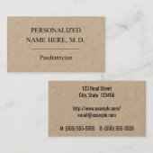 Gewoon en minimaal Visitekaartje voor kinderartsen (Voorkant / Achterkant)