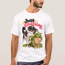 Gewoon even controleren! Grappige Tuxedo Kat T-Shi