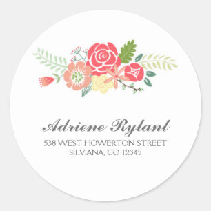 Gewoon Floral Circle adreslabel Ronde Sticker