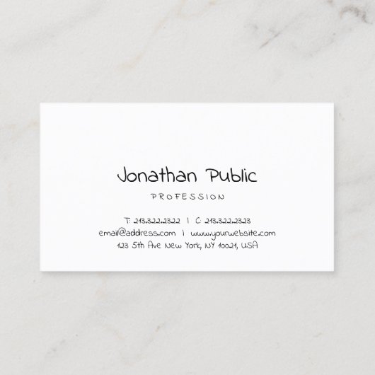 Gewoon Freehand Script-minimalistisch elegant eenv Visitekaartje (Achterkant)