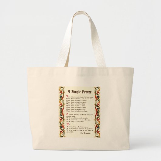 gewoon gebed door St. Francis van Assisi Grote Tote Bag (Voorkant)