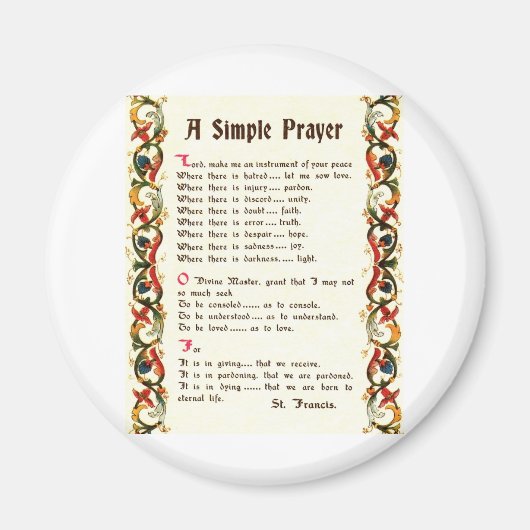 gewoon gebed door St. Francis van Assisi Magneet (Voorkant)