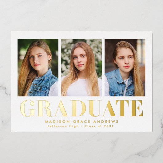 Gewoon gebold 3 Fotogradatie Partij Folie Uitnodiging (Voorkant)