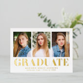 Gewoon gebold 3 Fotogradatie Partij Folie Uitnodiging (Staand Voorkant)