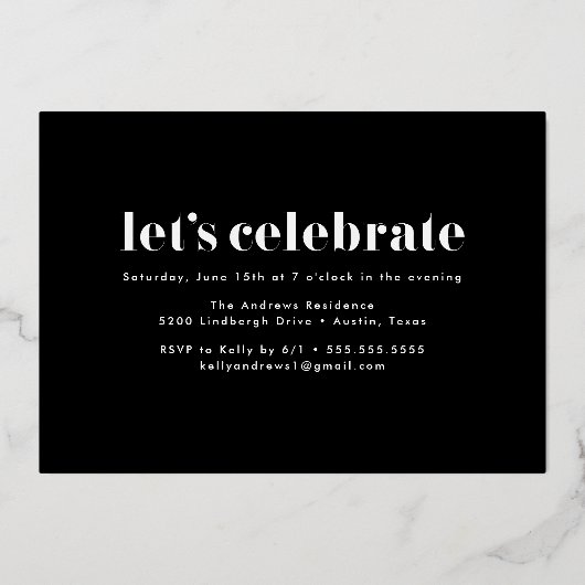 Gewoon gebold 3 Fotogradatie Partij Folie Uitnodiging (Achterkant)