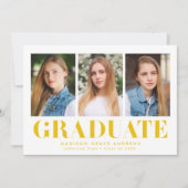 Gewoon gebold Geel 3 Foto Afstuderen Aankondiging (Voorkant)
