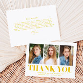 Gewoon gebold Geel 3 Foto Afstuderen Bedankkaart