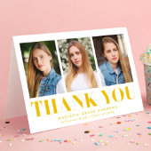 Gewoon gebold Geel 3 Foto Afstuderen Bedankkaart