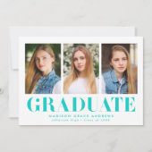 Gewoon gebold| Turquoise Graduation Party Kaart (Voorkant)