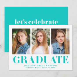 Gewoon gebold| Turquoise Graduation Party Kaart