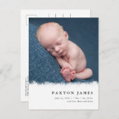 Gewoon geborsteld Lijst Baby Fotogeboorte Aankondigingskaart (Voorkant / Achterkant)
