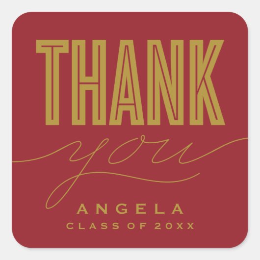 GEWOON GEDURFD MODERN DANK U AFSTUDEERDER GUNST ST VIERKANTE STICKER (Voorkant)