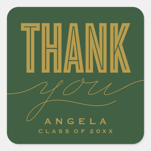 GEWOON GEDURFD MODERN DANK U AFSTUDEERDER GUNST ST VIERKANTE STICKER (Voorkant)