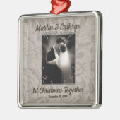 Gewoon gehuwd 1 kersthuwelijk metalen ornament (Links)