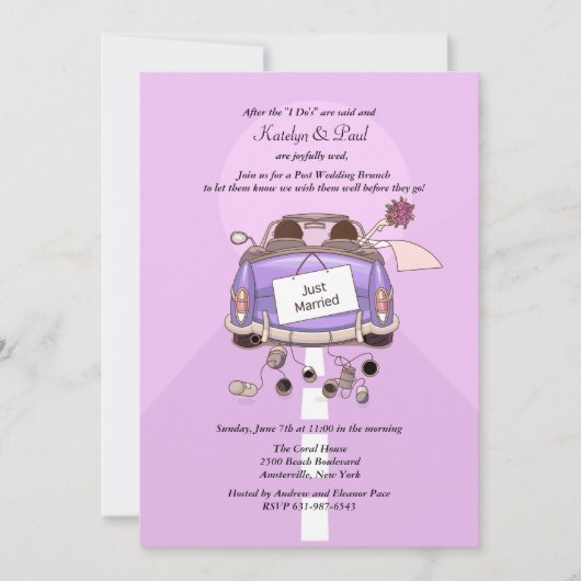 Gewoon gehuwd 2 pootse uitnodiging tot het huwelij (Voorkant)