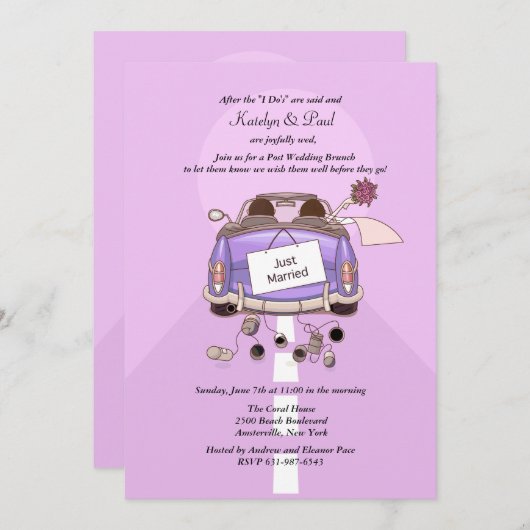 Gewoon gehuwd 2 pootse uitnodiging tot het huwelij (Voorkant / Achterkant)