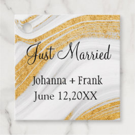 Gewoon gehuwd agaat met goudbanden bedankjes labels